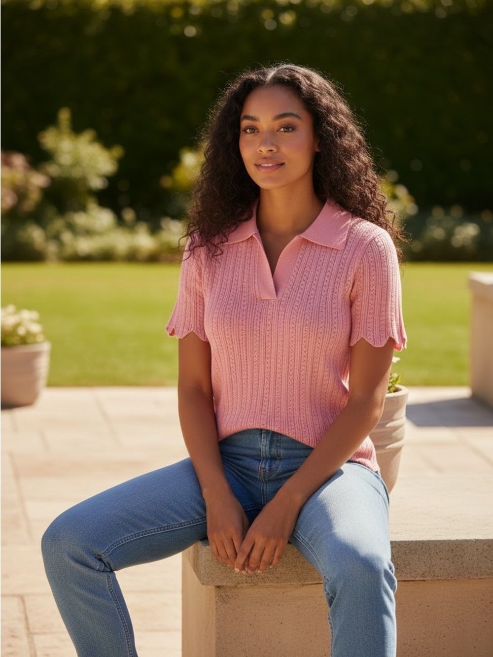 Pink Short Sleeve Knit Top - Picture 2 of 6